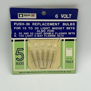 VTG NIP 6 Volt Beacon 5 Push-in Replacement Bulbs for Christmas Midget Sets 7027